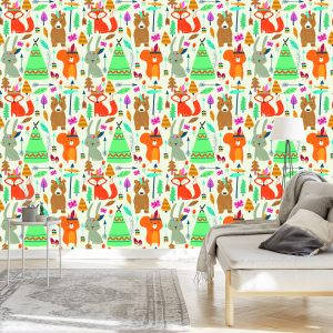 Papier Peint Pour Les Enfants - Amusement Des Animaux De La Forêt – Image 3