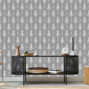 Papier Peint Motif Blanc Artistique Dans Un Style Rétro – Image 5