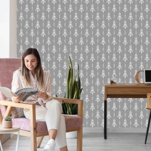 Papier Peint Motif Blanc Artistique Dans Un Style Rétro – Image 7