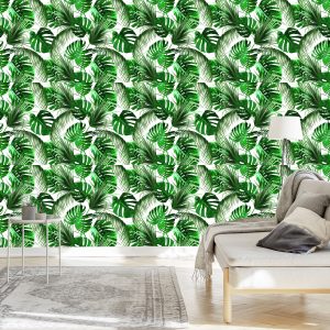 Papier Peint Belles Feuilles Tropicales Colorées – Image 3