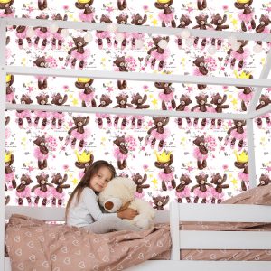 Papier Peint Pour Les Filles, Ours En Peluche, Étoiles, Fleurs – Image 7