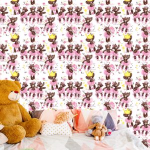 Papier Peint Pour Les Filles, Ours En Peluche, Étoiles, Fleurs – Image 6