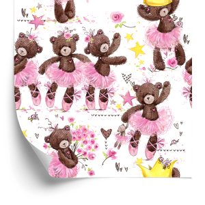 Papier Peint Pour Les Filles, Ours En Peluche, Étoiles, Fleurs – Image 2