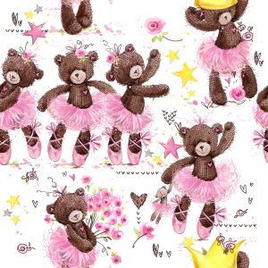 Papier Peint Pour Les Filles, Ours En Peluche, Étoiles, Fleurs – Image 1