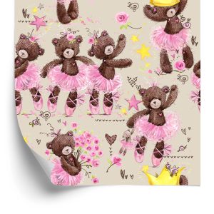 Papier Peint Pour Fille Ours En Peluche, Fleurs De Noël – Image 2