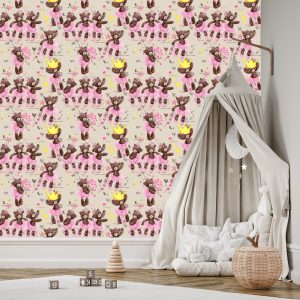 Papier Peint Pour Fille Ours En Peluche, Fleurs De Noël – Image 3