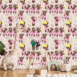 Papier Peint Pour Fille Ours En Peluche, Fleurs, Roses – Image 5