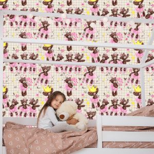 Papier Peint Pour Fille Ours En Peluche, Fleurs, Roses – Image 7