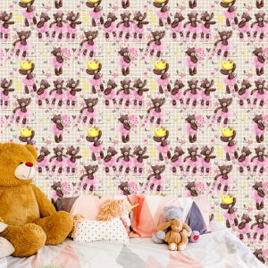 Papier Peint Pour Fille Ours En Peluche, Fleurs, Roses – Image 6