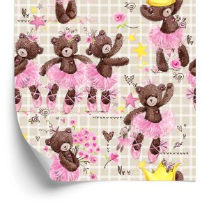 Papier Peint Pour Fille Ours En Peluche, Fleurs, Roses – Image 2