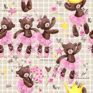 Papier Peint Pour Fille Ours En Peluche, Fleurs, Roses – Image 1