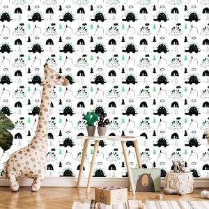 Papier Peint Pour La Chambre De Bébé Dinosaures Arbre Nuages – Image 5