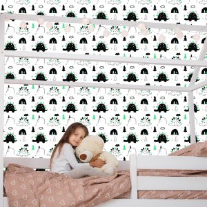 Papier Peint Pour La Chambre De Bébé Dinosaures Arbre Nuages – Image 7