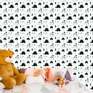 Papier Peint Pour La Chambre De Bébé Dinosaures Arbre Nuages – Image 6