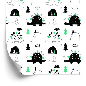 Papier Peint Pour La Chambre De Bébé Dinosaures Arbre Nuages – Image 2