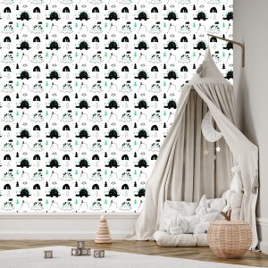 Papier Peint Pour La Chambre De Bébé Dinosaures Arbre Nuages – Image 3