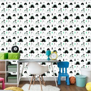 Papier Peint Pour La Chambre De Bébé Dinosaures Arbre Nuages – Image 4
