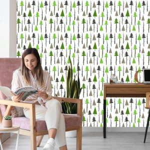 Papier Peint Forêt Vert Branches Chambre D'enfant – Image 7