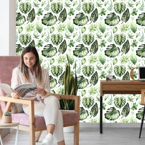 Papier Peint Feuilles Vertes Tropicales – Image 7