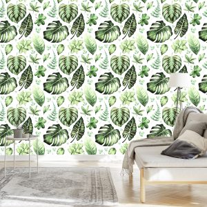 Papier Peint Feuilles Vertes Tropicales – Image 3