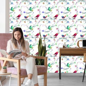Papier Peint Oiseaux Colorés Sur Un Fond Coloré – Image 7