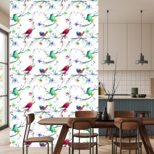 Papier Peint Oiseaux Colorés Sur Un Fond Coloré – Image 4