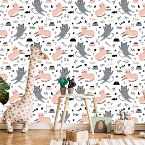 Papier Peint Pour Les Enfants - Lovely Cats - Style Scandinave – Image 5