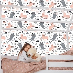 Papier Peint Pour Les Enfants - Lovely Cats - Style Scandinave – Image 7