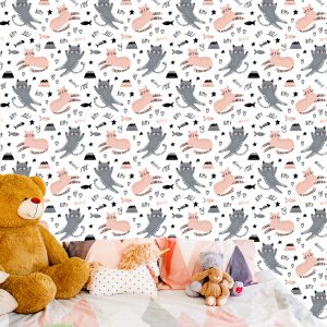 Papier Peint Pour Les Enfants - Lovely Cats - Style Scandinave – Image 6