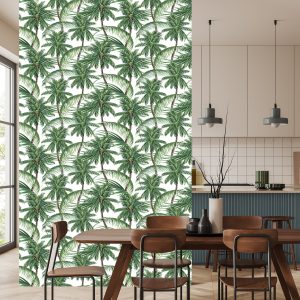 Papier Peint Vert Nature Palmiers Chambre À Coucher – Image 4