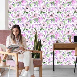 Papier Peint Roses Violettes Fleurs – Image 7