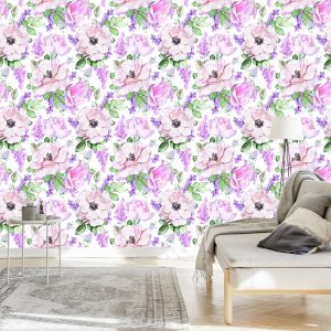 Papier Peint Roses Violettes Fleurs – Image 3