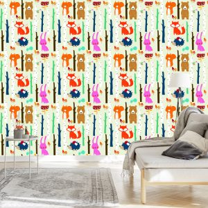 Papier Peint Pour Les Enfants - Happy Forest Animals – Image 3