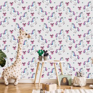 Papier Peint Pour Les Enfants - Licorne Sur Fond D'étoiles Et Un Arc – Image 5