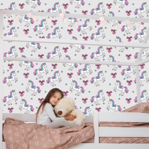 Papier Peint Pour Les Enfants - Licorne Sur Fond D'étoiles Et Un Arc – Image 7