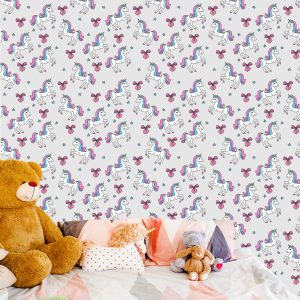 Papier Peint Pour Les Enfants - Licorne Sur Fond D'étoiles Et Un Arc – Image 6