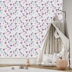 Papier Peint Pour Les Enfants - Licorne Sur Fond D'étoiles Et Un Arc – Image 3