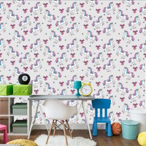 Papier Peint Pour Les Enfants - Licorne Sur Fond D'étoiles Et Un Arc – Image 4