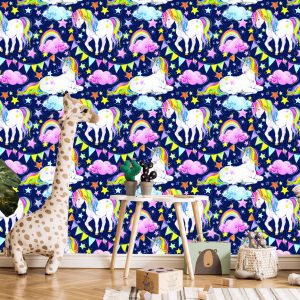 Papier Peint Licornes Arc-En-Ciel Colorées Pour Les Filles – Image 5