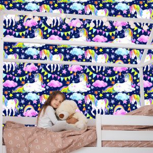 Papier Peint Licornes Arc-En-Ciel Colorées Pour Les Filles – Image 7