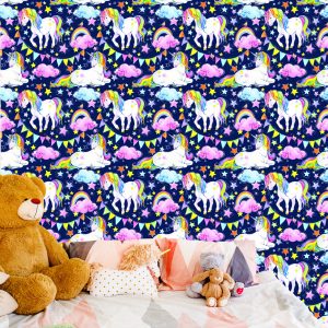 Papier Peint Licornes Arc-En-Ciel Colorées Pour Les Filles – Image 6