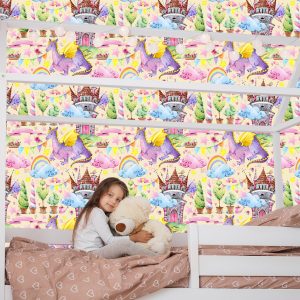Papier Peint Pour Les Enfants, Dragons, Nuages, Arc-En-Ciel, Étoiles – Image 7
