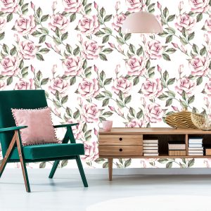 Papier Peint Roses Lumineuses Avec Des Feuilles – Image 6