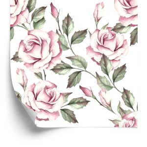 Papier Peint Roses Lumineuses Avec Des Feuilles – Image 2