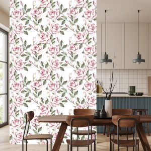 Papier Peint Roses Lumineuses Avec Des Feuilles – Image 4