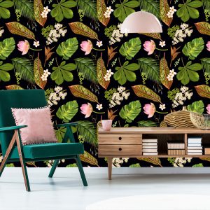 Papier Peint Fleurs Tropicales Parmi Les Feuilles – Image 6