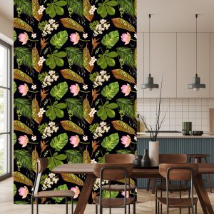 Papier Peint Fleurs Tropicales Parmi Les Feuilles – Image 4