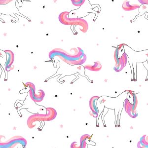 Papier Peint Pour Les Enfants - Licornes Colorées Sur Fond D'étoiles – Image 1