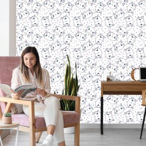 Papier Peint Pour Les Enfants - Chats Et Fleurs – Image 7