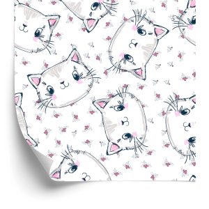 Papier Peint Pour Les Enfants - Chats Et Fleurs – Image 2